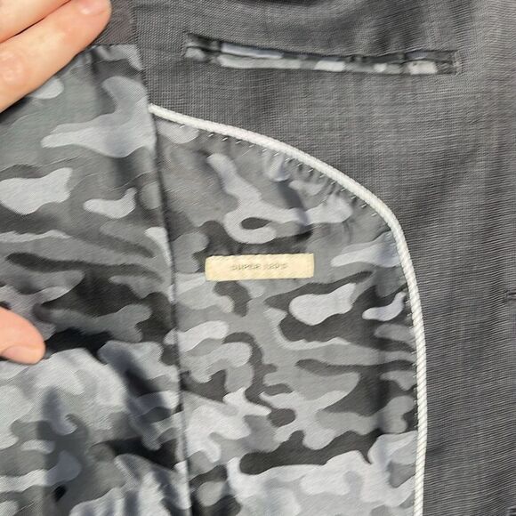 JOE Joseph Abboud 36R/30 Blazer Jacket Wool Coat Slim Fit Grey/Black Plaid Camo - Picture 10 of 15